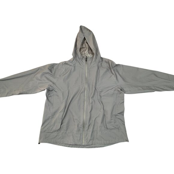 Light Gray Hooded Rain Windbreaker Jacket Sz Large - Picture 1 of 2